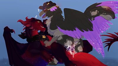 Messy Gryphon Stuffing (Wings_of_Fire)
art by amy-past
Keywords: wings_of_fire;nightwing;dragon;gryphon;male;female;feral;M/F;penis;cowgirl;vaginal_penetration;spooge;amy-past