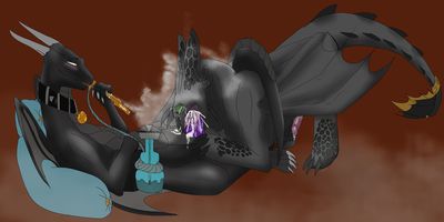 A Smoke And A Suck
art by backlash91
Keywords: how_to_train_your_dragon;httyd;night_fury;toothless;dragon;feral;male;M/M;penis;oral;spooge;backlash91