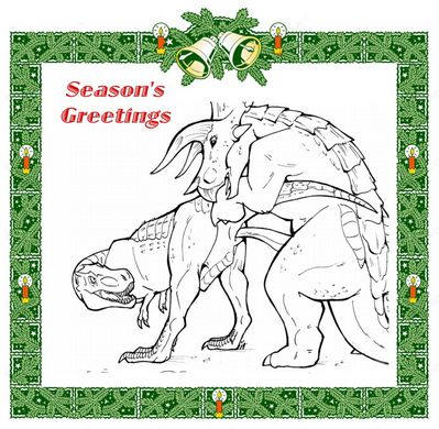 Dinosaur XXXMas
art by blaquetygriss
Keywords: dinosaur;theropod;tyrannosaurus_rex;trex;ceratopsid;triceratops;male;female;feral;M/F;from_behind;penis;cloacal_penetration;blaquetygriss