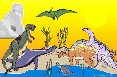 Dino Gene Pool
art by catdander
Keywords: dinosaur;theropod;tyrannosaurus_rex;trex;plesiosaurus;hadrosaur;stegosaurus;pterodactyl;male;female;feral;anthro;M/F;from_behind;missionary;penis;catdander