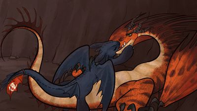Toothless and Hookfang Making Out
art by Evergreen_Jheman
Keywords: how_to_train_your_dragon;httyd;night_fury;toothless;hookfang;dragon;wyvern;male;anthro;M/M;romance;suggestive;Evergreen_Jheman