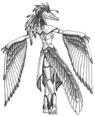 Fem_Archaopteryx
art by predaguy
Keywords: dinosaur;theropod;archaopteryx;female;anthro;solo;predaguy