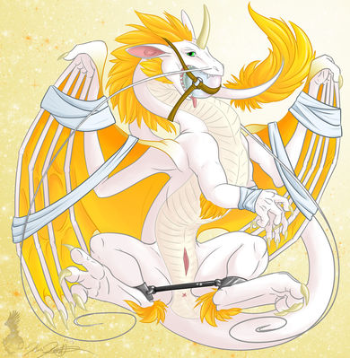 Pearlcatcher Dragon
art by yami_griffin
Keywords: flight_rising;pearlcatcher_dragon;dragoness;female;feral;solo;bondage;vagina;yami_griffin