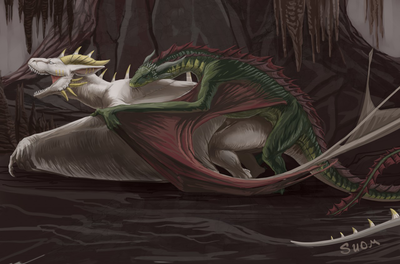 Ivalera and Rhaegal Mating
art by SUOM
Keywords: game_of_thrones;dragon;dragoness;wyvern;rhaegal;male;female;feral;M/F;from_behind;suggestive;SUOM