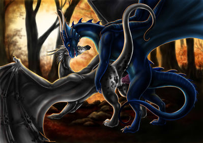 Dragons in the Woods
art by killercod
Keywords: dragon;dragoness;male;female;feral;M/F;penis;from_behind;vaginal_penetration;spooge;killercod