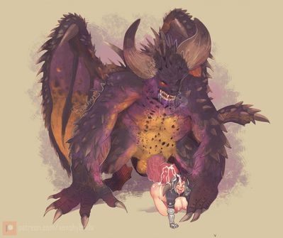 Nergigante Big Nut
art by XenoHybrida
Keywords: beast;videogame;monster_hunter;dragon;nergigante;male;feral;human;woman;female;M/F;penis;from_behind;suggestive;macro;spooge;XenoHybrida