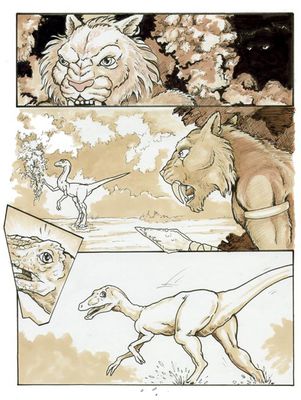Prey For Me 2
art by chris_sawyer
Keywords: comic;dinosaur;theropod;troodon;furry;feline;smilodon;male;feral;anthro;solo;non-adult;chris_sawyer