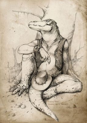 Swampy
art by kaji
Keywords: crocodilian;alligator;male;anthro;solo;suggestive;kaji