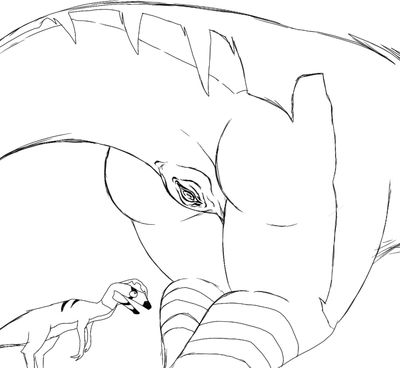 Avinychus and Dilophosaurus
art by TheLilDinosaur (?)
Keywords: videogame;roblox;dinosaur;theropod;avinychus;sauropod;dilophosaurus;female;feral;solo;vagina;closeup;TheLilDinosaur
