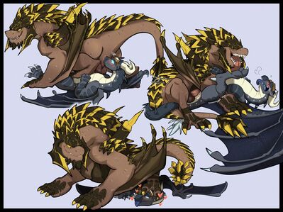 Rex_Igneous and Fate (Wings_of_Fire)
art by YellowLuster
Keywords: wings_of_fire;dragon_prince;nightwing;icewing;hybrid;rex_igneous;dragon;wyvern;male;feral;M/M;penis;missionary;from_behind;anal;oral;rimjob;YellowLuster