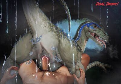 Breeding Blue
art by aaorin
Keywords: beast;jurassic_world;dinosaur;theropod;raptor;deinonychus;blue;female;feral;human;man;male;M/F;penis;reverse_cowgirl;cloacal_penetration;spooge;aaorin