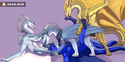 Meeting Their Biggest Fans 1/4 (Wings_of_Fire)
art by aggr.mor
Keywords: wings_of_fire;icewing;sandwing;qibli;winter;dragon;male;feral;M/M;orgy;spitroast;penis;oral;anal;cowgirl;from_behind;aggr.mor