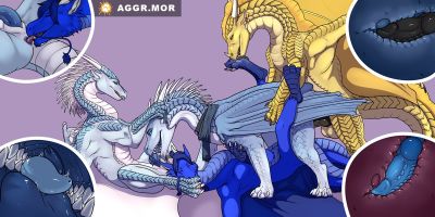 Meeting Their Biggest Fans 2/4 (Wings_of_Fire)
art by aggr.mor
Keywords: wings_of_fire;icewing;sandwing;qibli;winter;dragon;male;feral;M/M;orgy;spitroast;penis;oral;anal;cowgirl;from_behind;internal;aggr.mor
