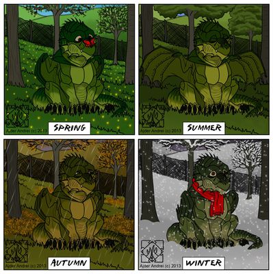 Shades of Green
art by ajder
Keywords: comic;dragon;male;feral;solo;humor;non-adult;ajder