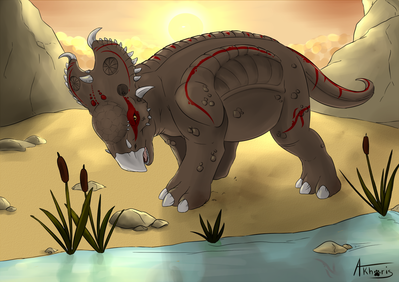Pachyrhinosaurus
art by akhoris
Keywords: videogame;ark_survival_evolved;dinosaur;ceratopsid;pachyrhinosaurus;feral;solo;non-adult;akhoris