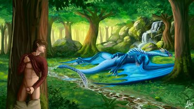 Eragon and Saphira
art by aky_the_clever_dragon
Keywords: beast;eragon;saphira;dragoness;human;man;male;female;feral;M/F;solo;penis;vagina;masturbation;fingering;vaginal_penetration;aky_the_clever_dragon