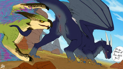 Luna and Seikret
art by aky_the_clever_dragon
Keywords: videogame;monster_hunter;dinosaur;theropod;raptor;seikret;dragoness;male;female;feral;M/F;vagina;suggestive;suggestive;aky_the_clever_dragon