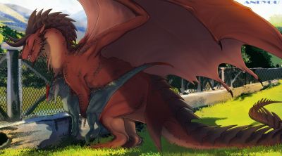 Dilophosaurus and Dragon
art by andy0u
Keywords: dragon;dinosaur;theropod;dilophosaurus;male;female;feral;M/F;from_behind;suggestive;andy0u