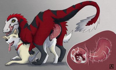 Raptor and Dog
unknown creator
Keywords: furry;canine;dog;dinosaur;theropod;raptor;male;female;feral;M/F;penis;from_behind;vaginal_penetration;internal;ejaculation;spooge