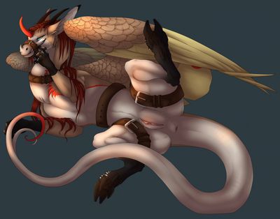 Someone Likes Tight Belts
art by anora_drakon
Keywords: dragoness;female;feral;solo;vagina;anora_drakon