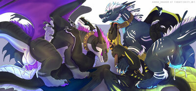 Drake Foursome
art by anora_drakon
Keywords: dragon;male;feral;M/M;orgy;penis;missionary;anal;spooge;anora_drakon