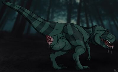 Fang (Primal)
art by antlered
Keywords: primal;fang;dinosaur;theropod;tyrannosaurus_rex;trex;female;feral;solo;cloaca;spread;spooge;antlered