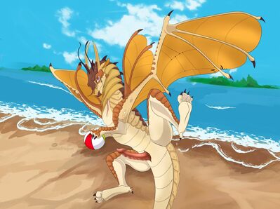 Beetlewing at the Beach (Wings_of_Fire)
art by aoma
Keywords: wings_of_fire;beetlewing;dragon;male;feral;solo;penis;beach;aoma