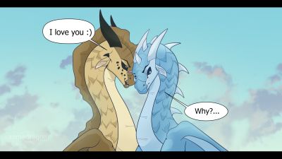 I Love You (Wings_of_Fire)
art by aomadragon
Keywords: wings_of_fire;sandwing;icewing;qibli;winter;dragon;male;feral;M/M;non-adult;humor;aomadragon
