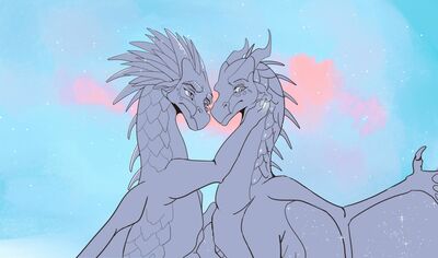 Arctic and Foeslayer (Wings_of_Fire)
art by aomamesbeast_ wof
Keywords: wings_of_fire;nightwing;icewing;prince_arctic;foeslayer;dragon;dragoness;male;female;feral;M/F;romance;non-adult;aomamesbeast