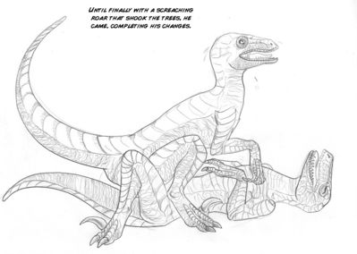 Raptor Island Mating
art by arania
Keywords: dinosaur;theropod;raptor;velociraptor;transformation;male;female;feral;M/F;missionary;arania