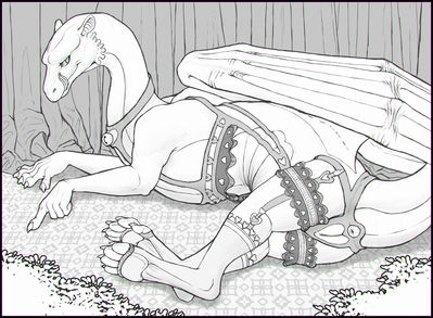 Dragoness in Lingerie
art by artonis
Keywords: dragoness;female;feral;solo;vagina;artonis