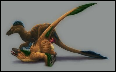 Raptor Sex
art by artonis
Keywords: dinosaur;theropod;raptor;male;female;feral;M/F;penis;from_behind;cloacal_penetration;artonis