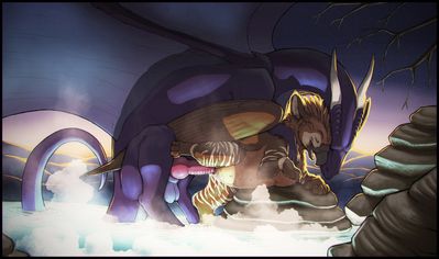 Rezzit and Cod (colored)
art by artonis
Keywords: dragon;gryphon;male;female;feral;M/F;penis;from_behind;vaginal_penetration;spooge;artonis