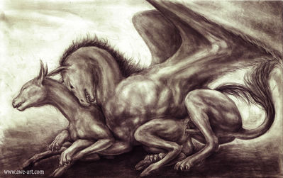 Gryphon Having Sex With A Mare
art by awe
Keywords: gryphon;furry;equine;horse;male;female;feral;M/F;penis;from_behind;vaginal_penetration;awe