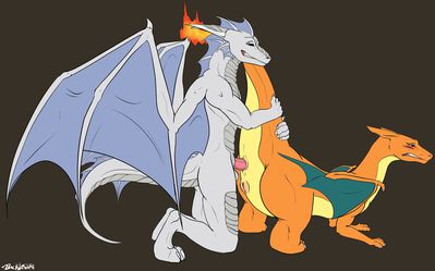 Macharius and Charizard
art by backlash91
Keywords: anime;pokemon;dragoness;charizard;dragon;male;female;anthro;M/F;penis;vagina;from_behind;anal;backlash91