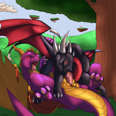 Spyro and Cynder Having Sex 2
art by backlash91
Keywords: videogame;spyro_the_dragon;dragon;dragoness;spyro;cynder;male;female;anthro;M/F;penis;oral;spooge;backlash91