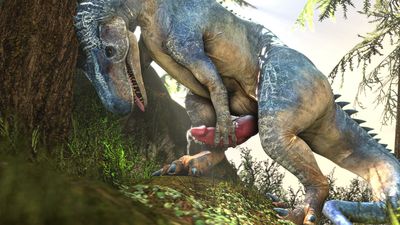 JW Allosaurus
art by barlu
Keywords: jurassic_world;dinosaur;theropod;allosaurus;male;feral;anthro;solo;penis;masturbation;cgi;spooge;barlu