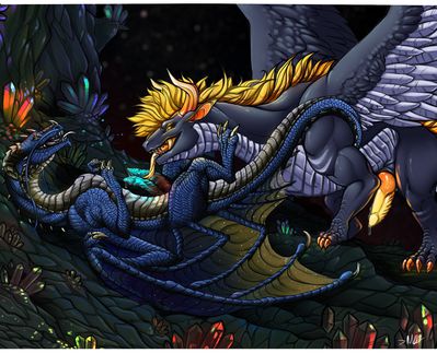 Drakorax and Glacius_Draconian
art by bebl
Keywords: dragon;male;feral;M/M;penis;hemipenis;oral;spooge;bebl