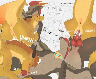 Riley and Sunny (Wings_of_Fire)
art by berrypunchz
Keywords: wings_of_fire;icewing;mudwing;sandwing;nightwing;hybrid;sunny;dragon;dragoness;male;female;feral;M/F;penis;vagina;cowgirl;vaginal_penetration;oral;presenting;closeup;spooge;berrypunchz