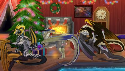 Holiday Orgy (Wings_of_Fire)
art by black_alterian_nightcrawler
Keywords: wings_of_fire;sandwing;nightwing;seawing;hybrid;dragon;dragoness;male;female;feral;M/M;solo;orgy;penis;vagina;cowgirl;missionary;anal;vaginal_penetration;dildo;masturbation;holiday;black_alterian_nightcrawler