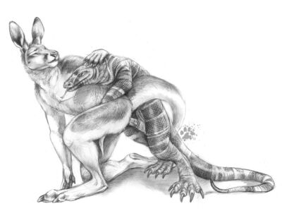 Roo and Goanna
art by blotch
Keywords: furry;marsupial;kangaroo;lizard;monitor_lizard;goanna;male;feral;M/M;penis;from_behind;anal;blotch