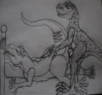 Raptors in Bed
art by bootyhunter01
Keywords: dinosaur;theropod;raptor;male;female;anthro;M/F;from_behind;penis;bootyhunter01