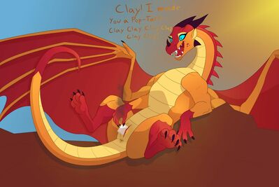 A Pop-Tart For Clay (Wings_of_Fire)
art by bruhsugga
Keywords: wings_of_fire;skywing;peril;dragoness;female;feral;solo;vagina;masturbation;vaginal_penetration;humor;bruhsugga