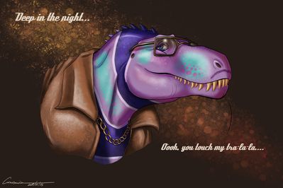 Deep in the Night
art by carnosaurian
Keywords: dinosaur;theropod;daspletosaurus;male;feral;anthro;solo;humor;non-adult;carnosaurian