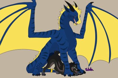 Dragon and Dog
art by chakat-silverpaws
Keywords: dragon;furry;canine;dog;male;female;feral;M/F;from_behind;suggestive;chakat-silverpaws