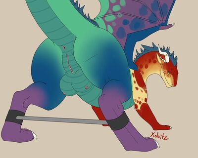 Bound and Ready
art by chakat-silverpaws
Keywords: dragoness;female;feral;solo;bondage;vagina;presenting;chakat-silverpaws