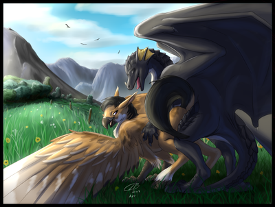 Hippogriff Time
art by clb.
Keywords: dragon;hippogriff;male;female;feral;M/F;from_behind;suggestive;clb.