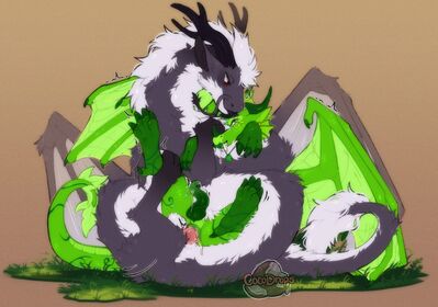 Attor and Peppermint (Wings_of_Fire)
art by cocodrops
Keywords: wings_of_fire;leafwing;rainwing;hybrid;eastern_dragon;dragon;feral;M/M;penis;cowgirl;anal;spooge;cocodrops