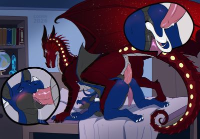Avin and Mikish (Wings_of_Fire)
art by coinn8
Keywords: wings_of_fire;rainwing;nightwng;hybrid;dragon;male;feral;anthro;M/M;penis;from_behind;anal;oral;closeup;spooge;coinn8