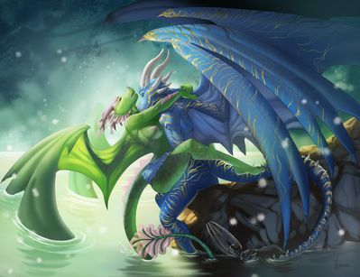 Cosmos and Nature Mating
art by aomori
Keywords: dragon;dragoness;male;female;anthro;breasts;M/F;apron;aomori